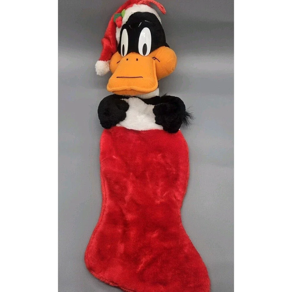 Vintage 1991 3D Daffy Duck Looney Tunes Plush Christmas Cartoon Stocking 25